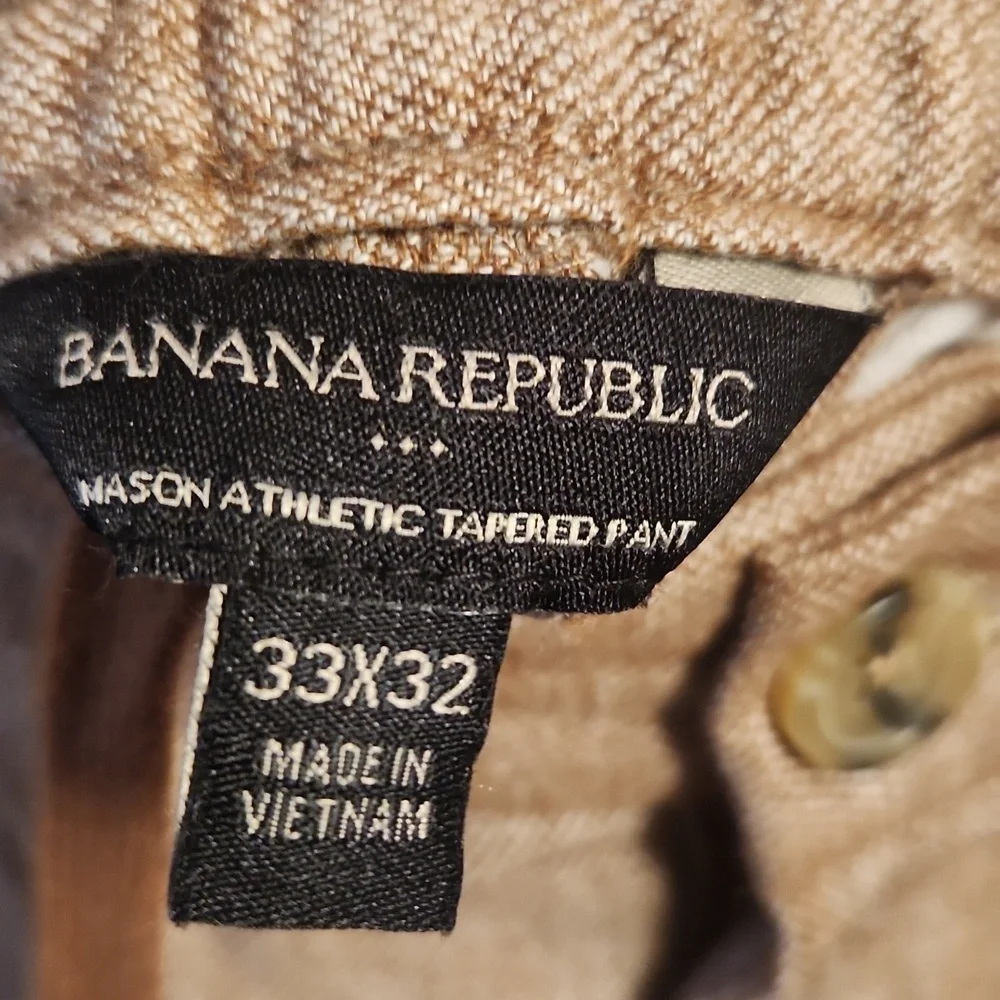 Banana Republic Factory Mason Athletic Tapered Tan Chinos sz 33/32